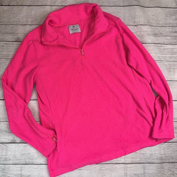 Dudley Stephens Women's Bright Pink 1/4 Zip Fleece Pullover Top Size Large - Picture 1 of 8